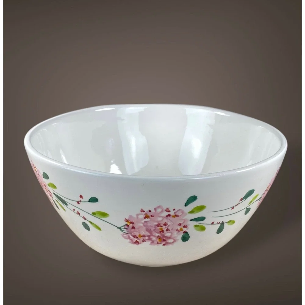 Vintage Pizzato Hand Painted Italian White Art Glass Bowl 9 Inch 1980s - 2000s‎